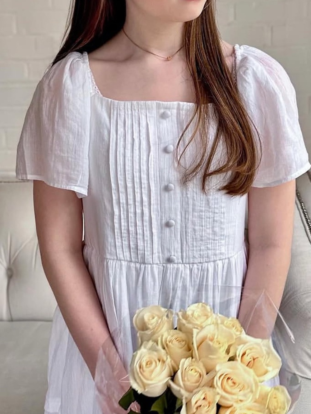 Abercrombie Kids White Girls' Puff Sleeve Cotton Dress size 13/14